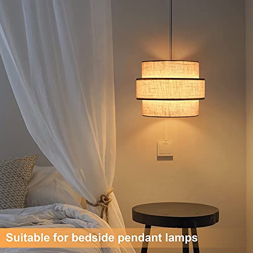 Huoku Lamp Shades For Floor Lamps Pendant Lighting Chandelier Replacement, 3-Tier Drum Fabric Lampshade With Natural Linen Handcrafted, Clip On Bulb Shade(Brown) #TOP3