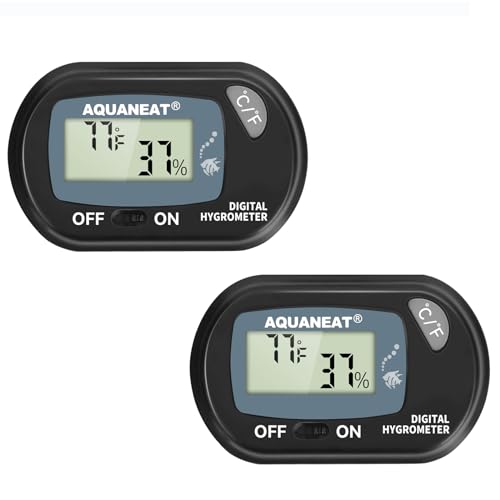 AQUANEAT 2 Packs Reptile Thermometer Hygrometer Digital Display Temperature and Humidity Moniter for Reptiles Rearing Box with Suction Cup…