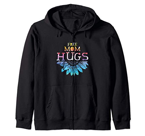 Free Mom Hugs - LGBT LGBTQ Pride - Rainbow Sunflower Gift Felpa con Cappuccio