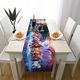 Galoppierendes Pferd Tischläufer Einschulung Deko, Wasserfäll Landschaft Tischläufer Waschbar für Sommerdeko Couchtisch Küche Esstisch Partydeko Dekoration für Zuhause 40 x 140 cm