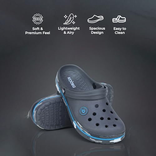 Image of KOBURG Lite Men's Super Stylish Clogs | Casual Walking Clogs | Sandals with Adjustable Back Strap for Men | Comfortable & Light Weight | Stylish & Anti-Skid | Waterproof | Gents /Boys KF-414
