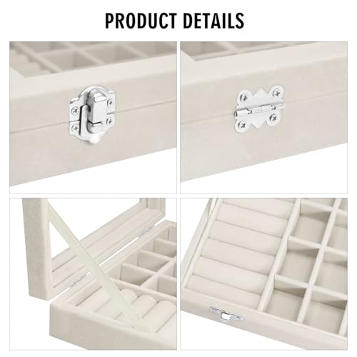 Image of Vicoter Rings Organizer Tray 7 Slots Velvet Jewelry Earring Storage Box