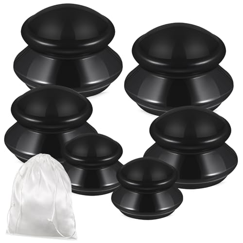 Image of TrelaCo 6 Pcs Silicone Cupping Kit for Massage Therapy,Black