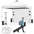 Nianles Canopy Tent 10x10 Pop Up Canopy with 4 Removable Sidewalls and Windows, Instant Shade Commercial Tent with 6 Pockets, Party Tent with Roller Bag, 4 Sandbags (White)