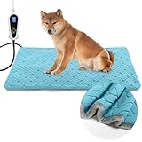 RC SLL Dog Heating Pad 34x21inches, Pet Heating Pad for Dogs with Timer Temperature Control, Waterproof Whelping Mats Heated Dog Bed with Chew Resistant Cord, Soft Cloth Cover