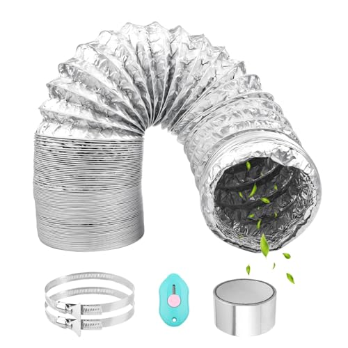 ComPDCVD Tubo Flexible de Salida 80mm 3 m Plata Manguera de Ventilación de Aluminio con 2 Abrazaderas Acero Flexible di Aluminio PVC Tubo para Extractor de Aire Climatización Secadora