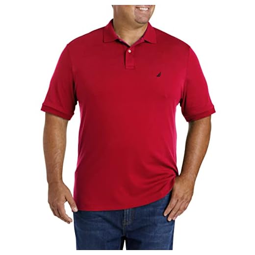 Nautica Camisa polo masculina clássica de algodão macio de manga curta, Nautica Red, 4X Tall