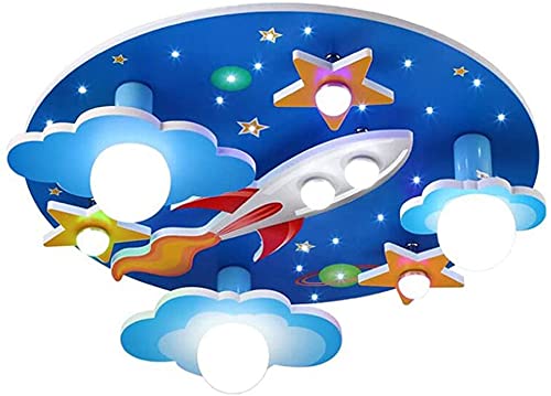 Plafonnier LED chambre enfant univers étoilé blanc avec télécommande 61cm