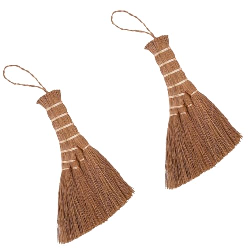 Gsycle 2PCS Small Whisk Broom, Mini Hand Held Straw Soft Broom Tea Tray Cleaning Brush Hand Sweeper Tea Set Accessories
