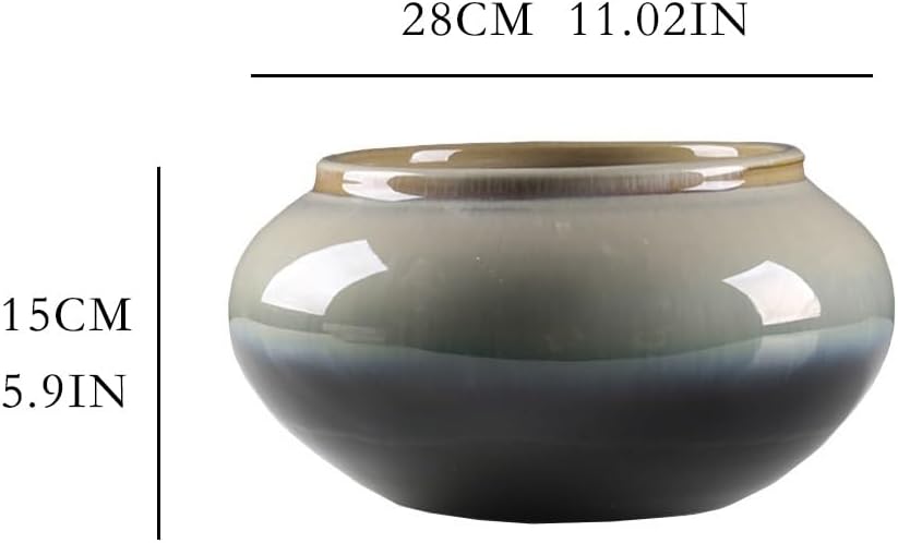 Vase Retro Chinese Style Ornament Ceramic Vase Living Room Flower Arrangement Flower Kiln Pottery Basin Hydroponic Vessel Suitable for Dining and Living Room Home decoratio
