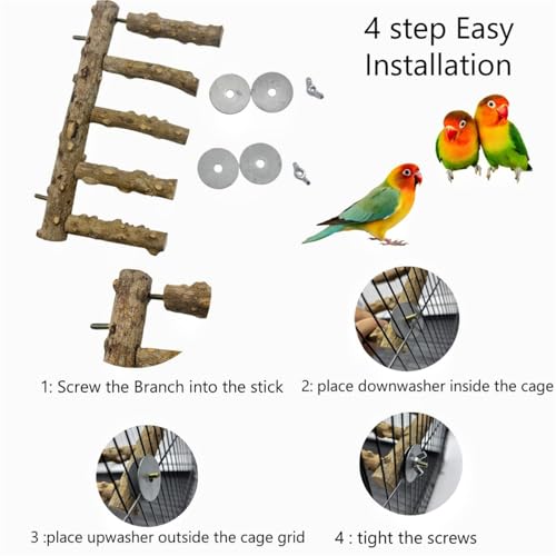Image of Parrot Wood Stand,10 Inch Long Bird Cage Wood Perch Toys, Natural Bird Ladder for Small & Medium Parrots, Monk Parakeets, Cockatiels,Sun Conure, Green Cheeks, Lovebirds,Budgie