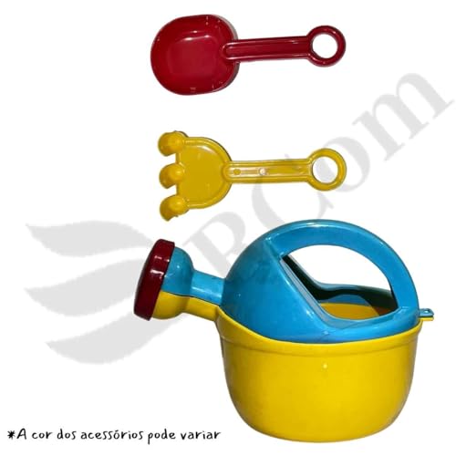 Balde Com Regador Infantil Monte Líbano Rastelo Pazinha Forminhas Crianças +18 Meses (Amarelo)