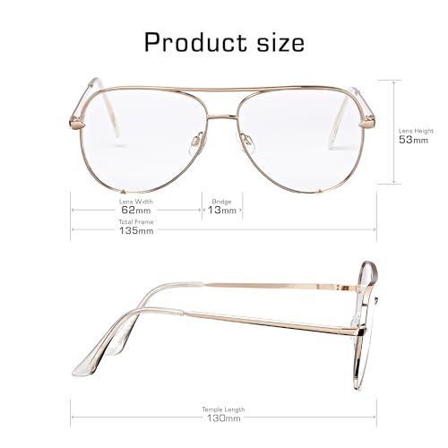 Image of Mad Shade Fashion Aviator Optical Glasses for Men & Women, Trendy Classic Gold Metal Frame Clear Lenses, Lightweight Durable Eyewear