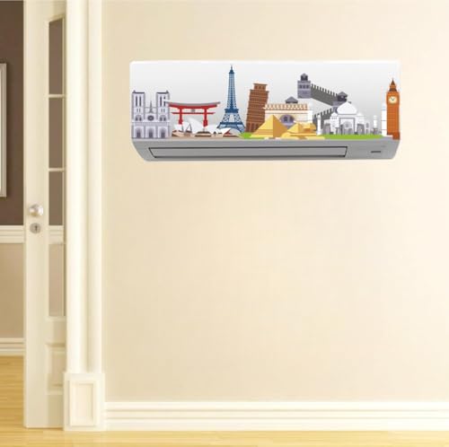 Image of Akki World Monuments AC Sticker | Travel Theme Air Conditioner Vinyl Decal | Famous Landmarks Wall & AC Decoration Sticker