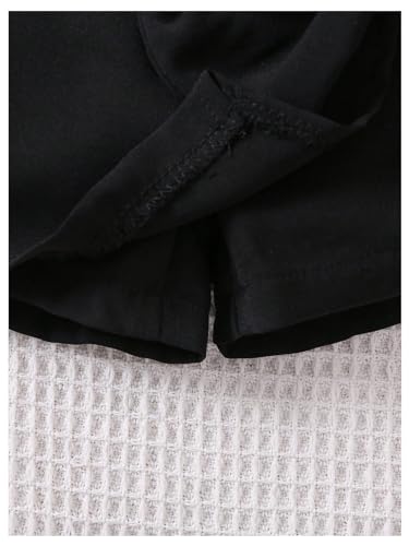 Image of BEAUDRM Girl's Elastic Waist Bow Front Trousers Split Straight Leg Cute Skort