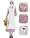 FCCAM Pioneer Colonial Costume for Women Floral Prairie Dress American Historical Modest Civil War Dress Pink XL