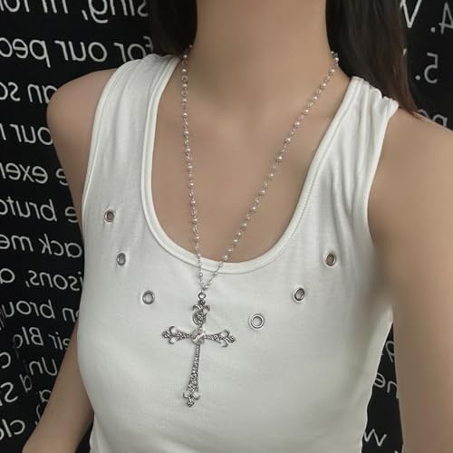 Gothic Cross Necklace for Women Exaggerate Large Cross Pendant Necklace Gothic Layered Choker Necklaces Punk Goth Emo Grunge Y2k Necklaces for Women4