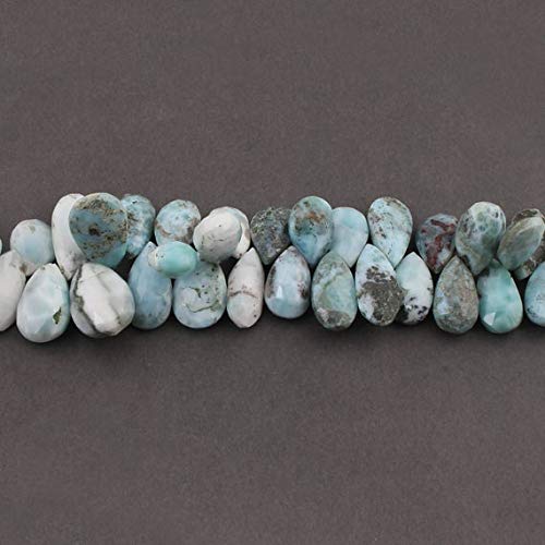 BEADS GEMSTONE 1 Strand Natural Larimar Faceted Pear Drop Beads Briolettes - Larimar Briolette 17mmx11mm-24mmx12mm 9 Inches Code-HIGH-12940
