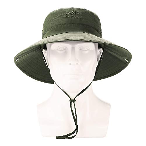 Wide Brim Sun Hat For Men/Women, Upf 50+ Waterproof Bucket Hat Uv Protection Boonie Hat For Fishing Camping Hiking Garden Army Green #TOP1