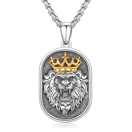 Médaillon viking lion en argent cadeau idéal pour homme masculin