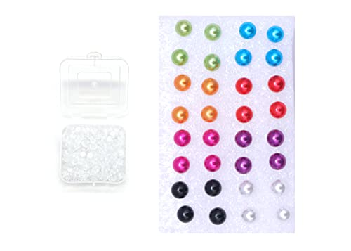 Image of 8MM Pearl Earring Round Ball Pearl Stud Ear Ring Hypoallergenic 16Pair Mixed Color Imitation Pearl Tops Earring For Birthday Gift For Women & Girls