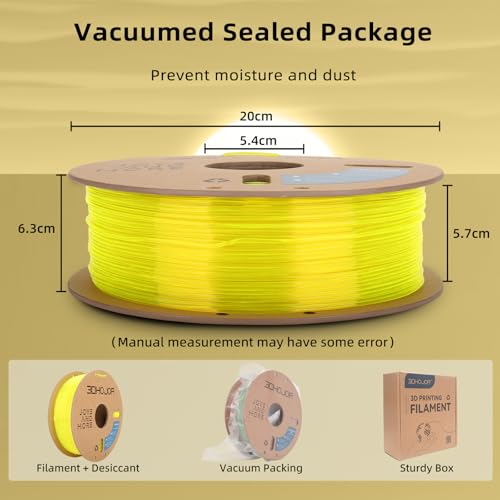 Image of 3DHojor TPU Filament 1.75mm TUP95A 3D Printer Filament Flexible Soft 3D Filament 1KG (2.2lbs) fit Most FDM 3D Printers Dimensional Accuracy + /- 0.03 mm-Transparent Yellow