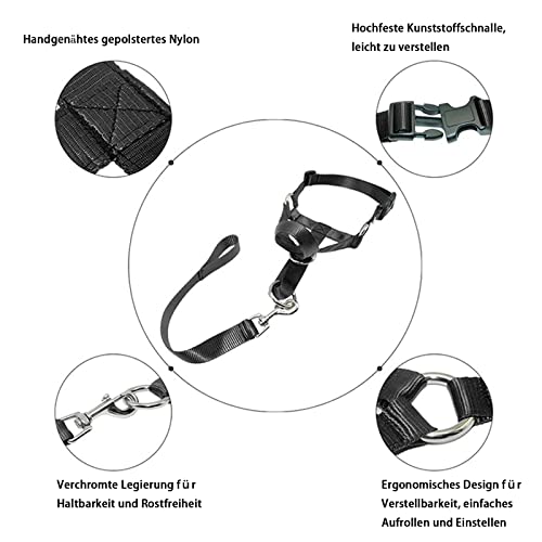 WUDQIJI Ausbildungsgeschirr Hundehalfter Haustier Maulkorb Für Hunde Maulkorb Hunde Trainingsmaulkorb Hund Maulkorb Schwarz Hundemundschutz Training Halter verhindert Bellen Beißen und Kauen (L)