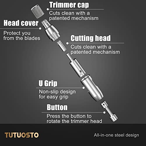 Tutuosto Manual Nose Hair Trimmer Ear Hair & Nose Hair Removal For Men Stainless Steel, Battery-Free, Painless, Waterproof, Easy To Clean, And Carry Nose Hair Remover Men's Day Gifts #TOP3