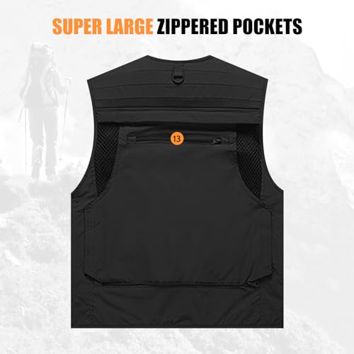 Image of AOTORR Mens Outdoor Work Safari Cargo Photo Travel Fishing Vests for Men with Multi-pockets