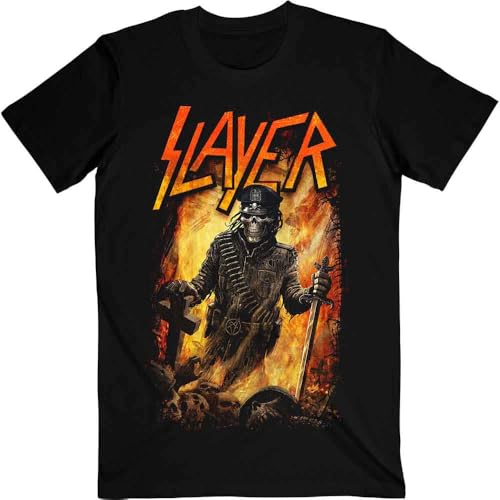 T-Shirt Slayer Aftermath Rock Off pour homme en taille L noir coupe unisexe
