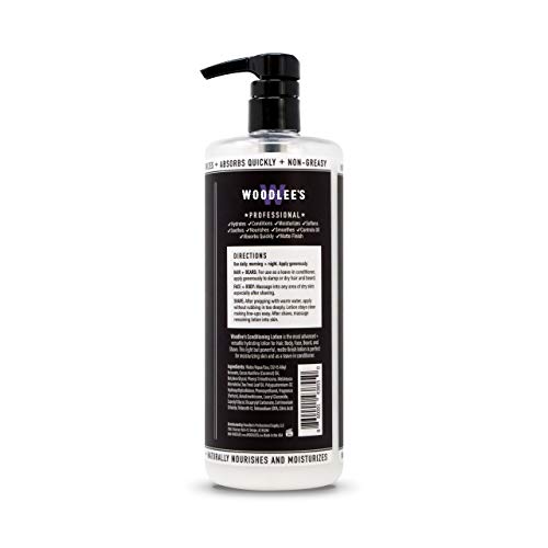 Woodlee’s By Men’s Ultimate Grooming – All In One Conditioning Lotion - Men’s Leave In Conditioner - Hair & Body Moisturizer – Shave And After Shave Lotion - Infused With Coconut Oil & Tea Tree Oil - Non Greasy (32 Oz) #TOP1