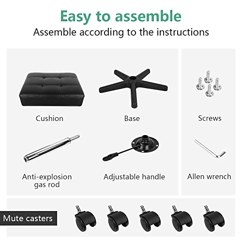 FURWOO Adjustable Black Rolling Stool for Spa and Salon