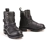 Milwaukee Leather Women's Premium Black Leather Double Strap Motorcycle Riding Boots MBL9307-8.5