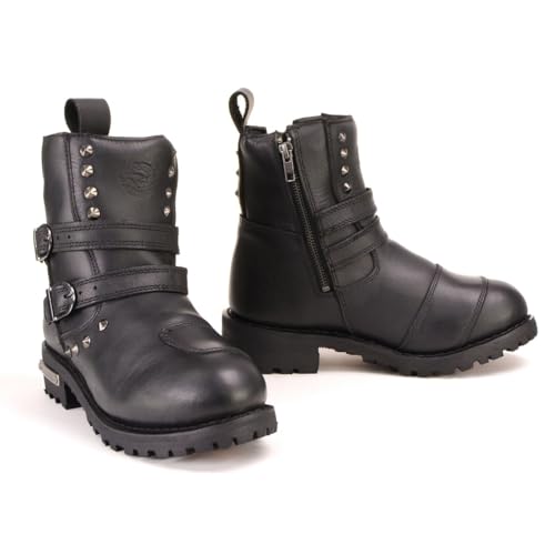 Image of Milwaukee Leather Premium Black Leather Motorcycle Riding Boots for Women Collection MBL - 10