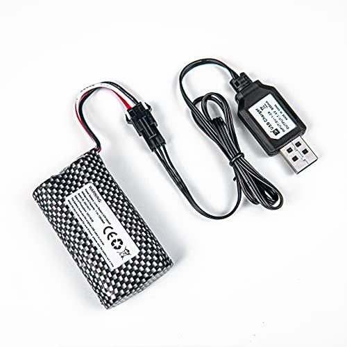 7.4V 1300Mah Rechargeble Li-po Battery with SM-3P Plug,18650 Original Replacement Battery with USB Cable for DEVIVAE 2059/005 High-Speed Truck, Accessory Supplies