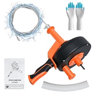 Drain Auger, 25ft 35ft 50ft Drain Snake with Drill Adapter, Plumbing Snake Clog Remover Use Manually or Powered for Kitchen, Bathtub and Shower Drains
