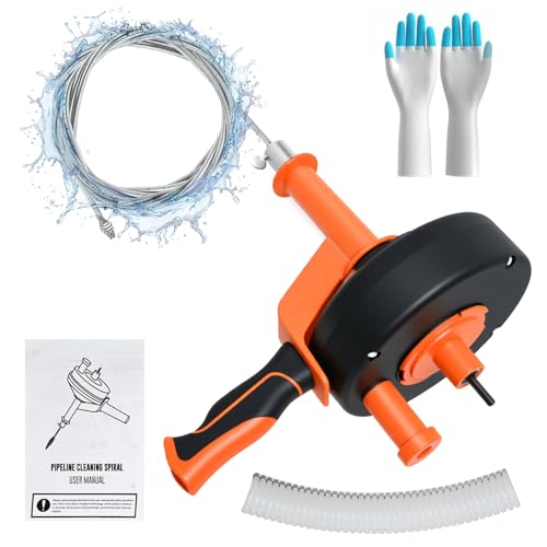 Drain Auger, 25FT 35FT Plumbing Snake with Drill Adapter, Drain Snake Clog Remover Use Manually or Powered for Kitchen, Bathtub and Shower Drains