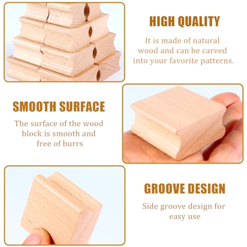 20 Stück Holzstempel Blöcke, Hartholz Stempel Blanko, 5 Größen leere Stempelhalterungen, Für Kreative Bastelprojekte Und Individuelles