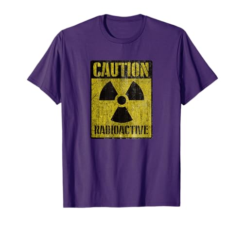 Grunge Caution Radioactive T Shirt - Distressed T-Shirt