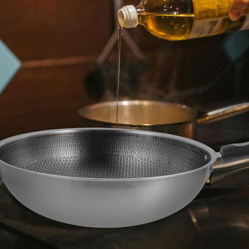 Sartén Wok de acero inoxidable antiadherente 32 cm con mango miniatura 5