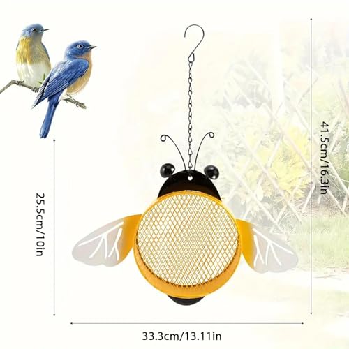 Mangeoire à oiseaux extérieure jaune en fer de grande capacité suspendue - 6