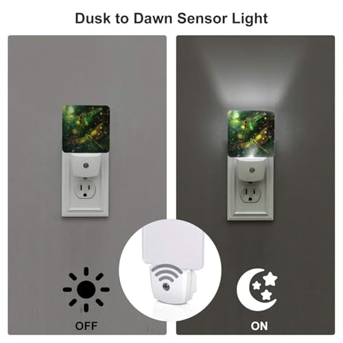 Image of Led Night Light, Dragonfly Decorative Plug in Nightlights,with Smart Auto Dusk to Dawn Night Light for Bedroom, Kitchen, Nursery, Bathroom
