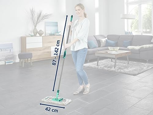 Leifheit Mopa Profi Xl Micro Duo Con Bastone Telescopico In Acciaio, Mop Professionale Con Custodia Per Lavaggio, Mop Mop Mop Con Giunto Mobile A 360° - 7
