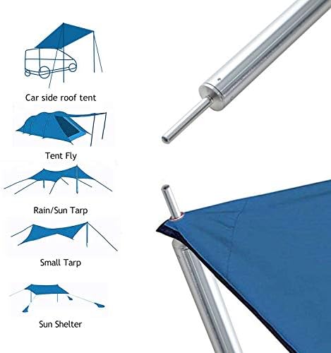 REDCAMP Telescopic Tarp Poles Set of 2, Aluminium Extendable Adjustable Tent Poles for Awning Canopy Porch Sun Sails Tarpaulin Headroom 2.3M