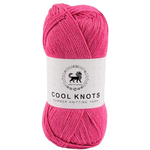 Image of NESTNHAVEN Polyester Cool Knots, Hand Knitting Yarn (1 Yarn Ball 100g) - Luxury Thread for Crochet, Amigurumi, Embroidery, Toys, Garments, Flowers and Hobby Projects (Pink)
