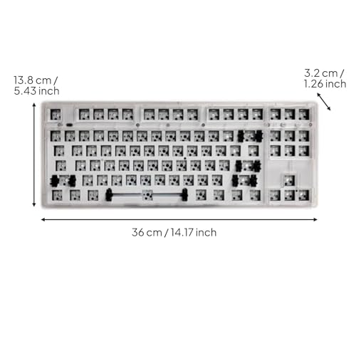 BWOFJGWH Clavier Mécanique Personnalisé Clavier Jeu TKL 87 Touches Kit Modulaire Hot‑Swap ‑Broches 5‑Broches Éclairage RVB Animé 20 Effets Triple Liaison 5.0, Transparent – vue 3