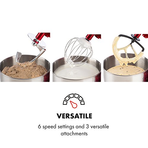 KLARSTEIN Lucia Rossa Kitchen Machine • Multi-function Stand Mixer • 1300 Watts • 5.3 qt Bowl • 1.3 qt Mixing Glass • Meat Grinder • Pasta Maker • Blender • Red - Thumbnail 5