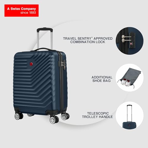 Image of WENGER, Trayn Plus, Carry-On Hardside Suitcase, 36 litres, Navy, 653943, Swiss Designed