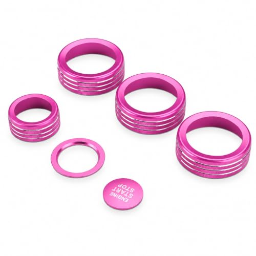 Image of for Toyota Tacoma 2024-2026 & 4Runner 2025-2026, 14-Inch Screen Aluminum Alloy Knob Cover Trim - Fits Push Start, AC, Volume & 4WD Gear Switch (Pink, 6-Piece Set)