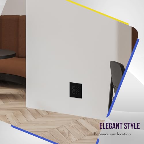 Image of ENERLITES Double Duplex Receptacle Cover, Two Gang Outlet Wall Plate, Oversized 2-Gang 5.5 inch x 5.5 inch, Unbreakable Polycarbonate Thermoplastic, UL Listed, 8822O-BK, Black